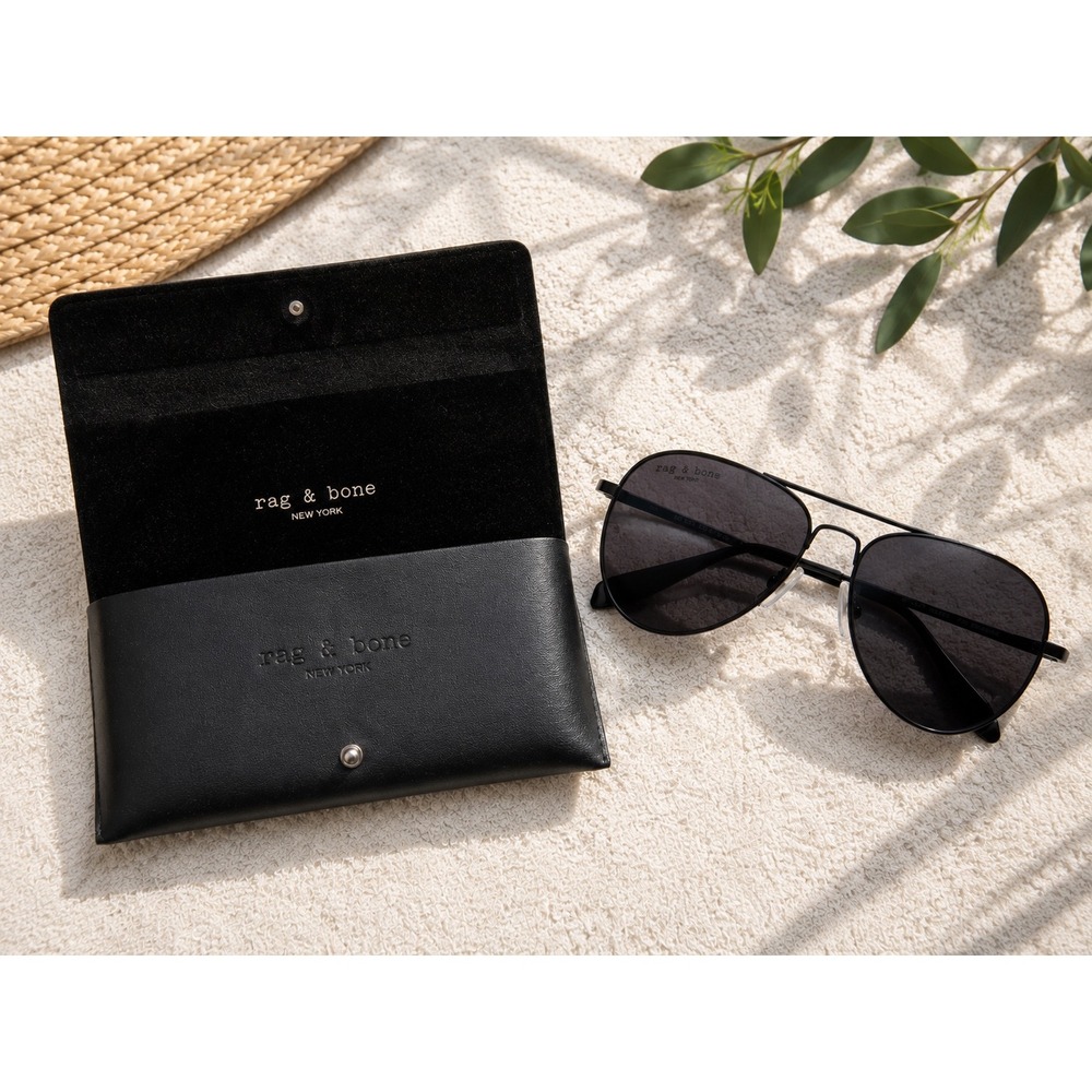 rag & bone Aviator Sunglasses Men One Size Black Good Polarized Metal Frame